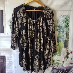 Lucky Brand Size 3X Top Boho Tunic Womens Peasant Floral Western Southwestern